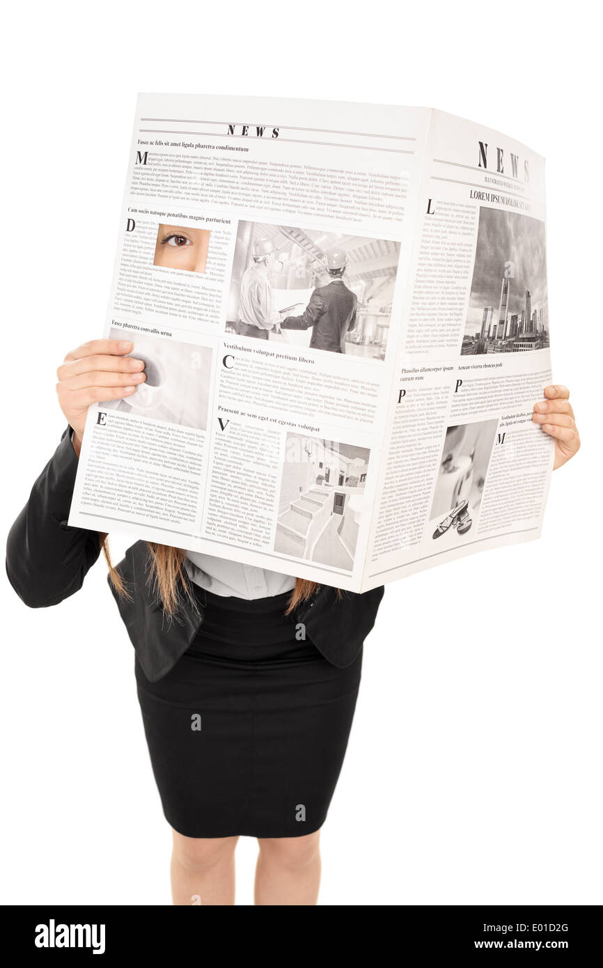 studio-shot-of-a-woman-hiding-behind-a-newspaper-E01D2G.jpg