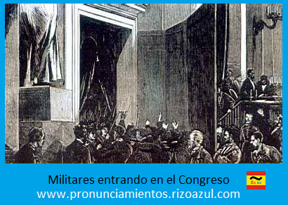 los militares entrando en el congreso por el golpe de Pavía